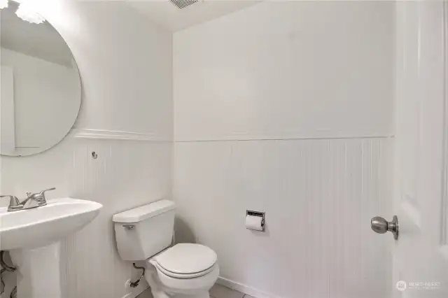 Powder room with wainscot