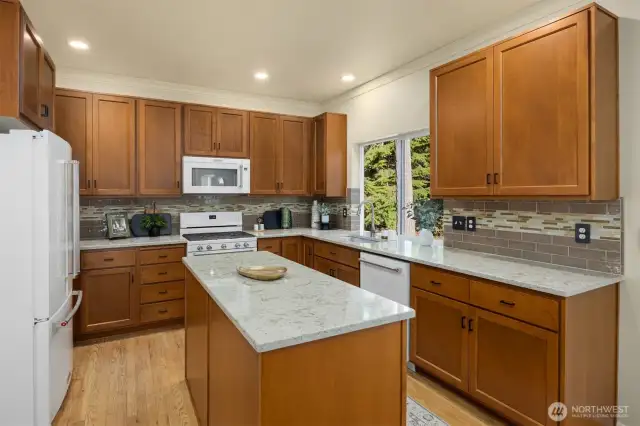 Kitchen Island provides more counter space and storage