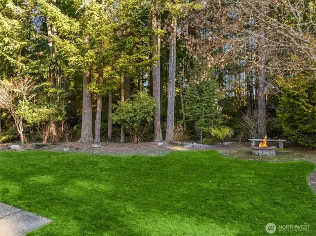 Tree-Lined Backyard and Firepit