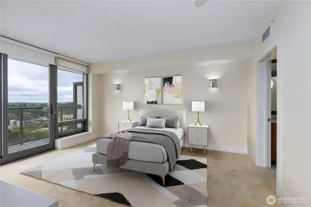 Primary suite with virtual staging.