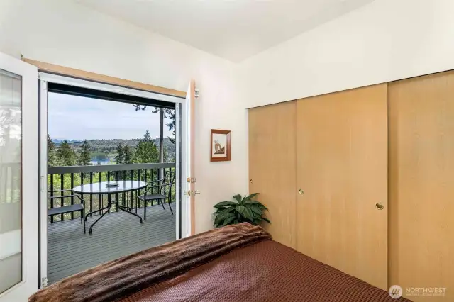 Lower level bedroom with private deck.