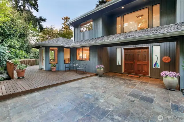 Front entry, patio and deck.