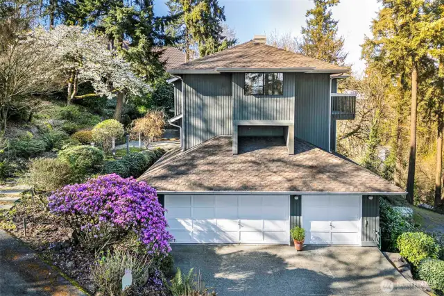 Spacious three car garage.