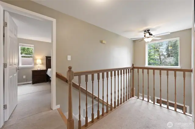Upstairs landing, Primary on left.
