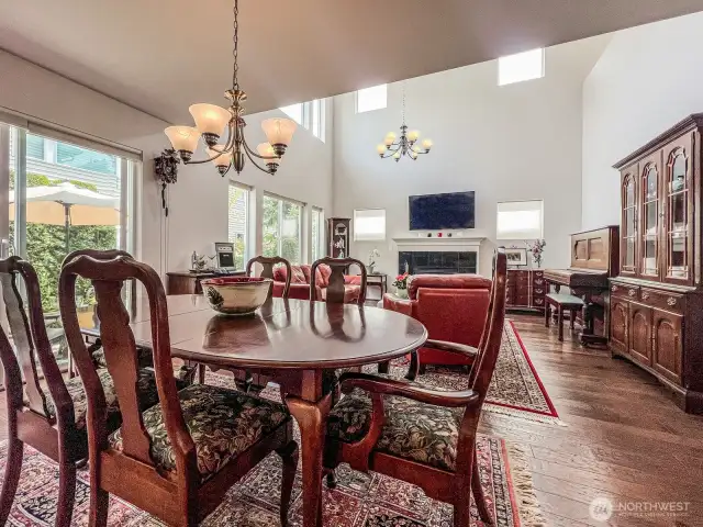 Large dining space ideally situated between the great room and the kitchen- no one misses out on what's going on!