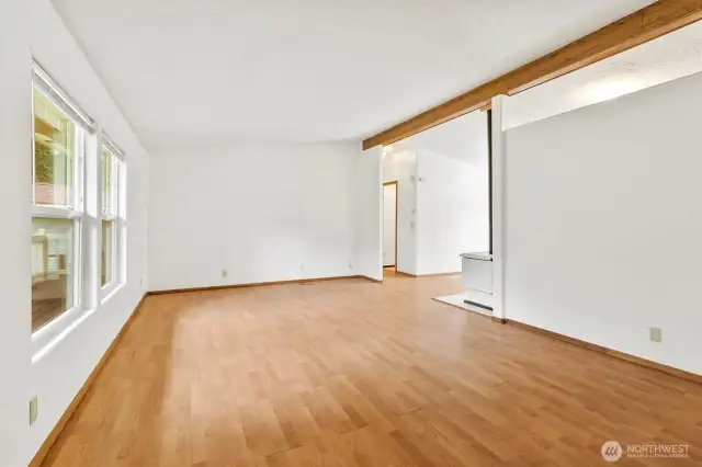 Large windows let in natural light in the living room