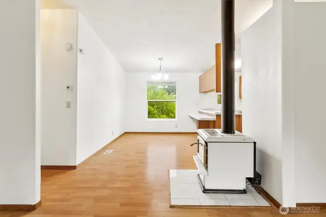 Fireplace and Dining Room