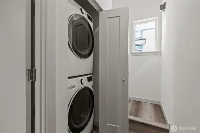 Convenient upstairs laundry