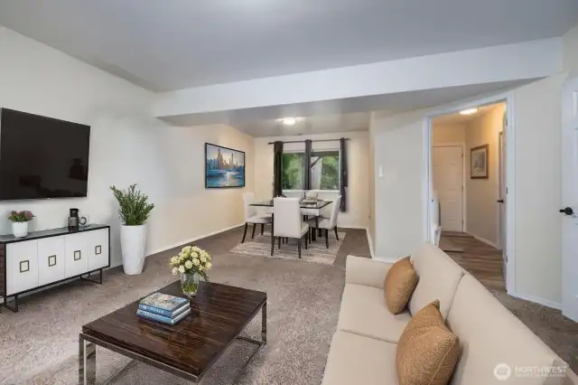 opposite side of downstairs living space Virtually staged