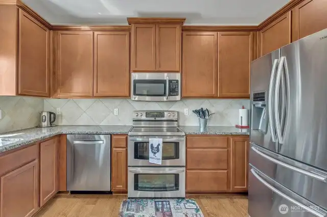 Open Kitchen with stainless steel appliances