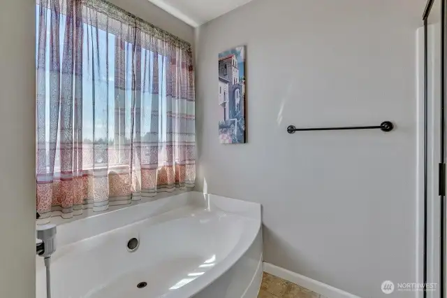 Nice sized soaking tub in primary bath