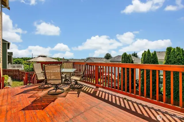 Nice sized deck with views of the Olympics