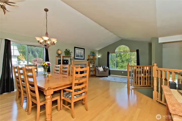 Open concept with cozy gas fireplace