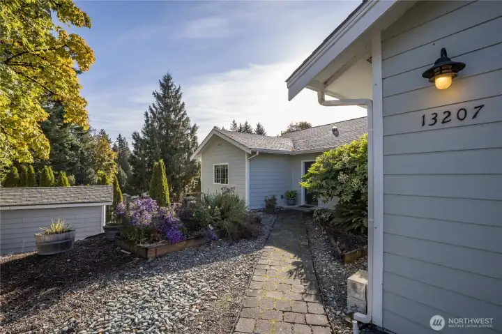Stone paver entry path
