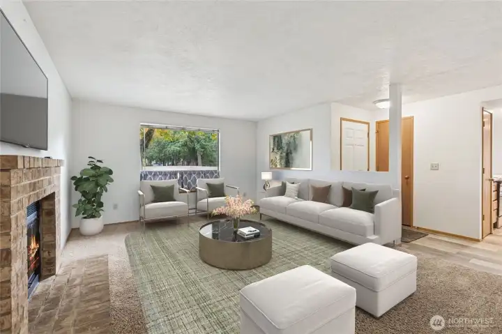 Living Room with Gas Fireplace *virtually staged*