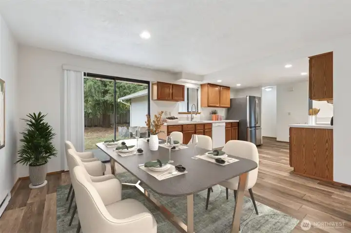 Dining Area *virtually staged* & Spacious Kitchen