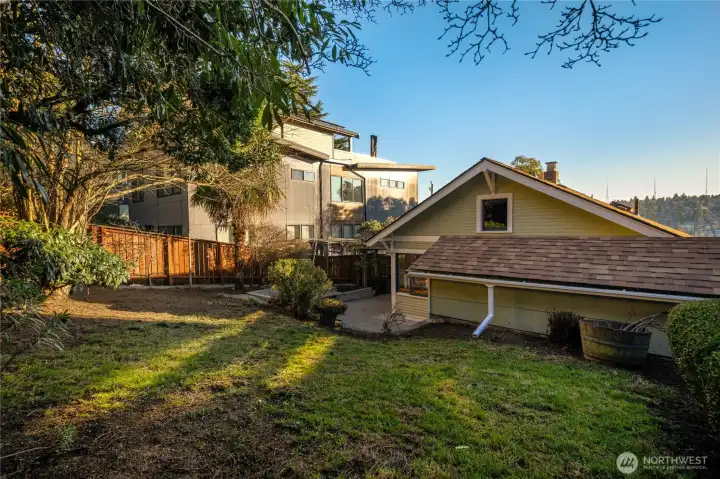 the terraced back yard makes for excellent gardening opportunities, and amazing views!