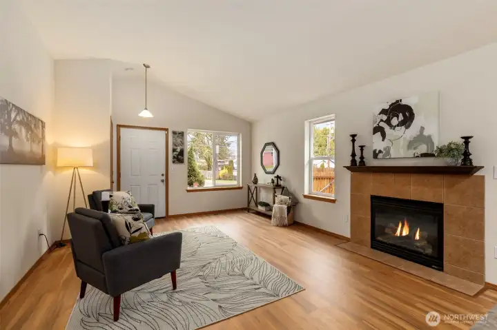 Open Living Design with Vaulted Ceiling.