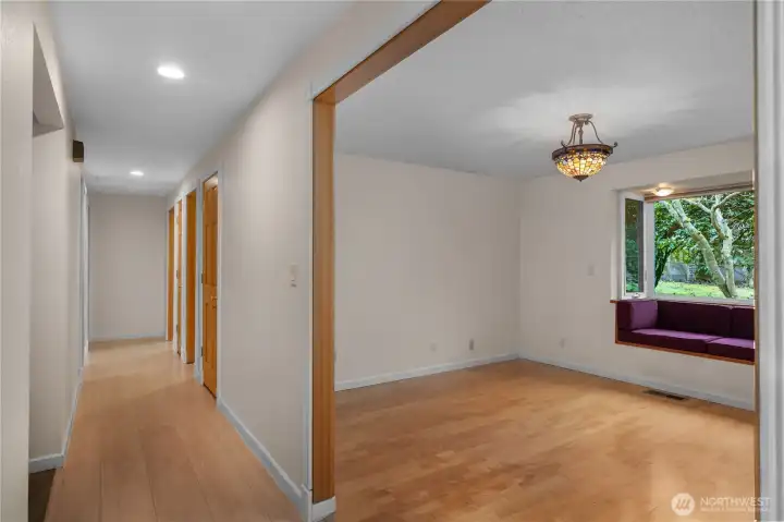 Hall to Bedrooms & Full Bathroom