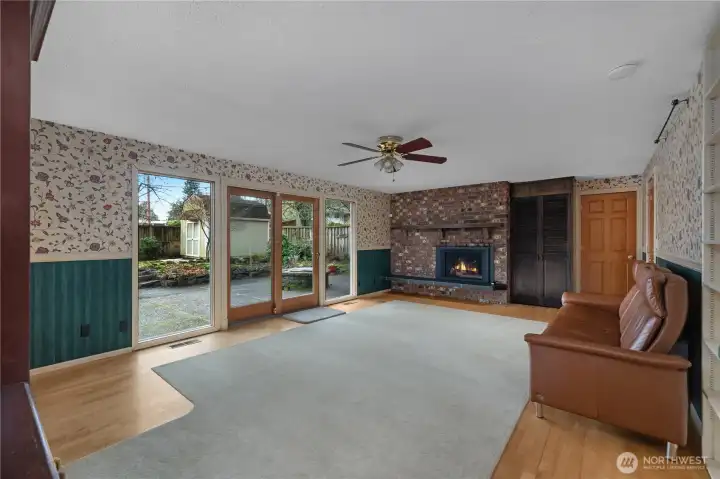 Den with Slider to Back Yard Patio