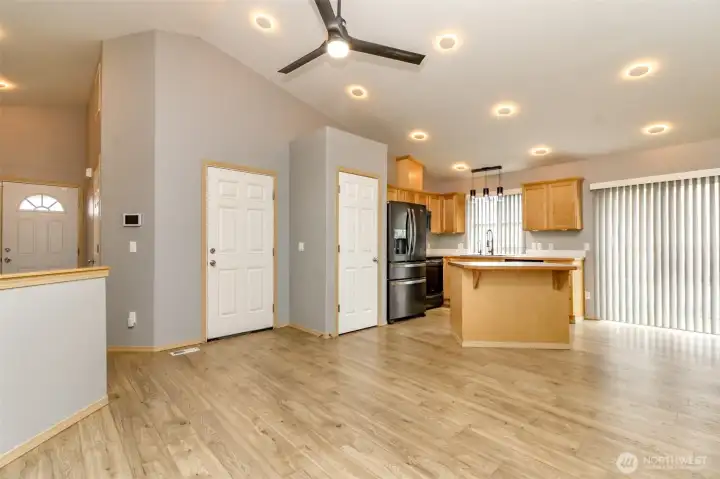 Open kitchen with room for table & cabinets or add your dream island with seating!