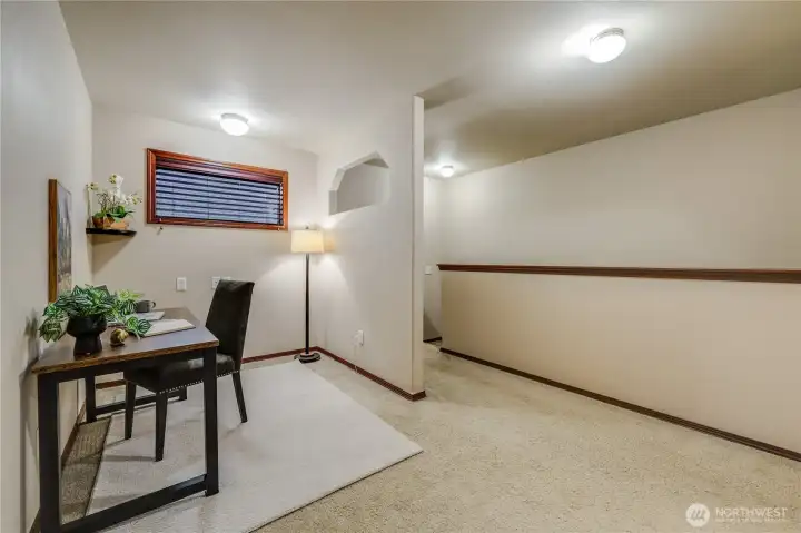 At the top of the stairs, your Dedicated Work from Home Hub