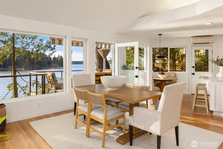Dining area leads to Ipe view deck.