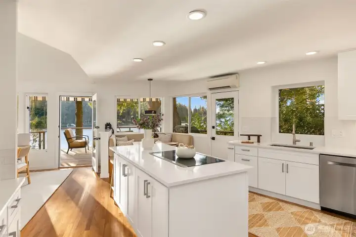 Awesome views from the kitchen and easy deck access.