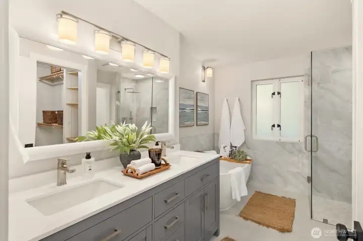 Renovated primary bathroom.