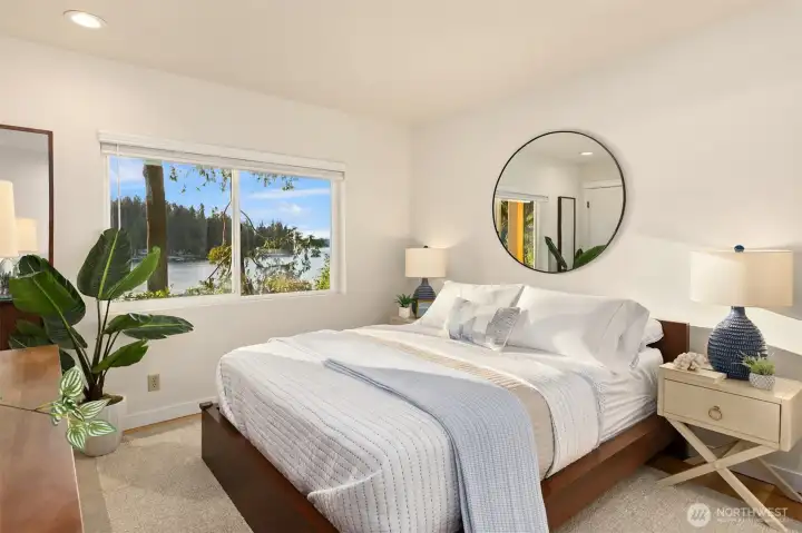 One of the two lower level bedrooms.