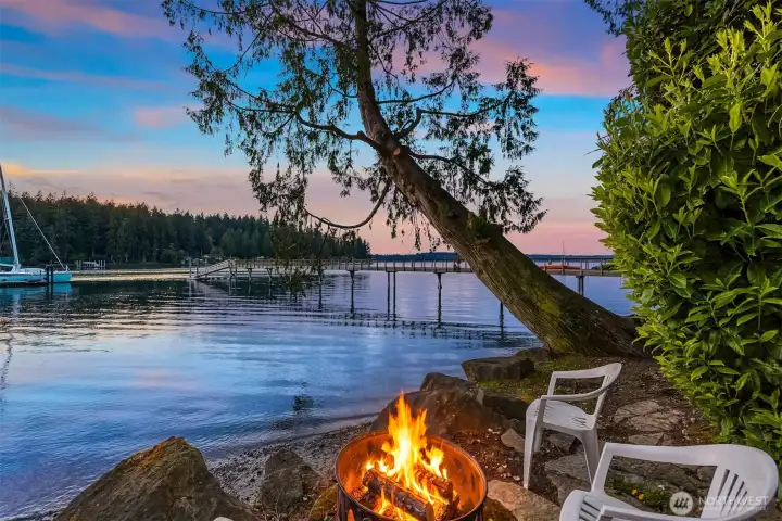 Remodeled waterfront home with a deep-water dock at the mouth of Manzanita Bay.