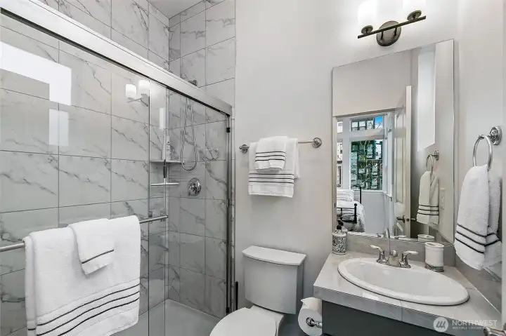 Lower level full guest bathroom