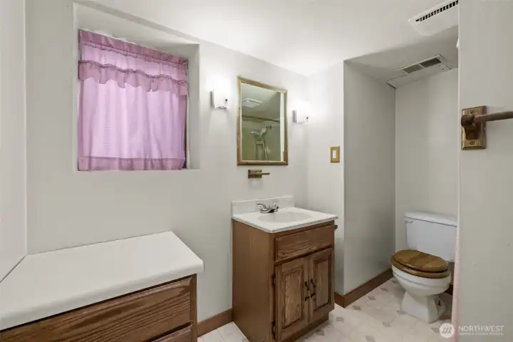Full bathroom on the lower level.
