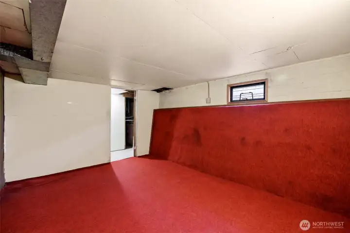 Flexible lower-level room ready for recreation, hobbies, or future updates.