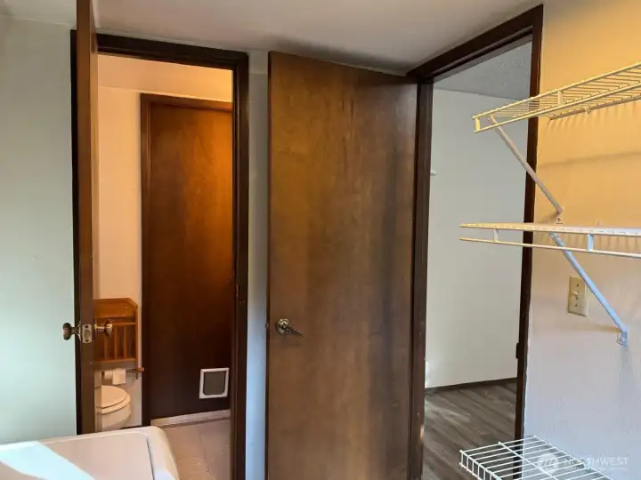 A half bath connects the laundry room and garage. A half bath connects the laundry room and garage.