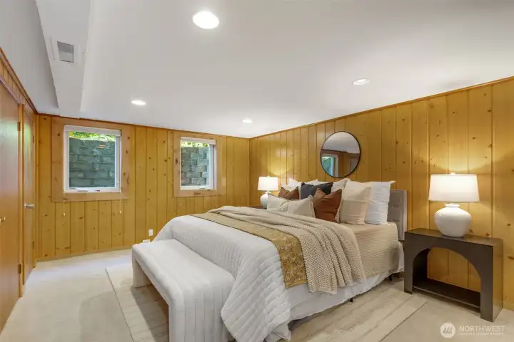 True egress bedroom in the lower level with original knotty pine paneling! True egress bedroom in the lower level with original knotty pine paneling!
