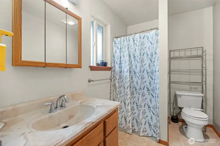 .75 bathroom attached to flex room