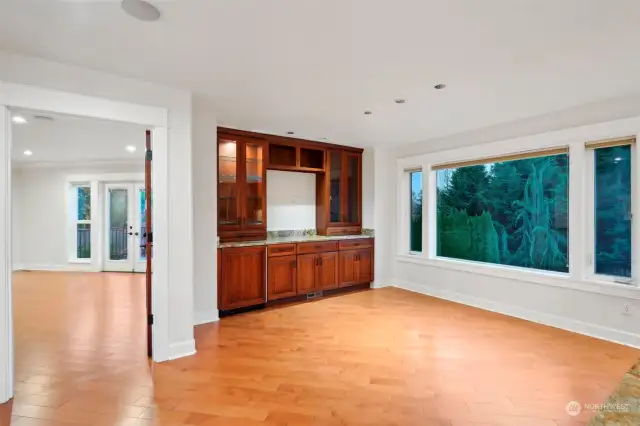 Dining room built-ins with refrigerator