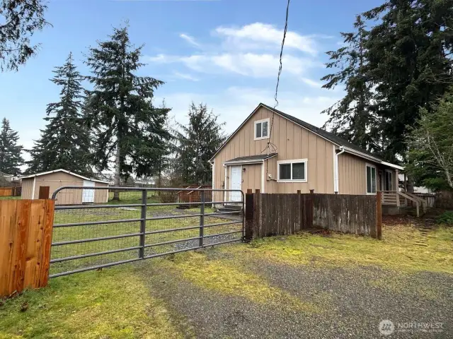 Gated entry to backyard