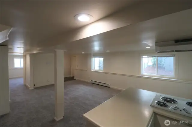 Ground floor unit living room and kitchen.