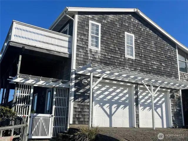 Garage on one side, shop on the other