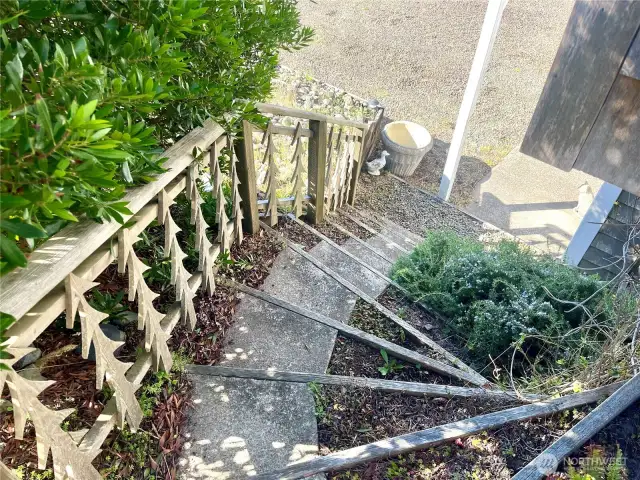 custom stairs leading to garage
