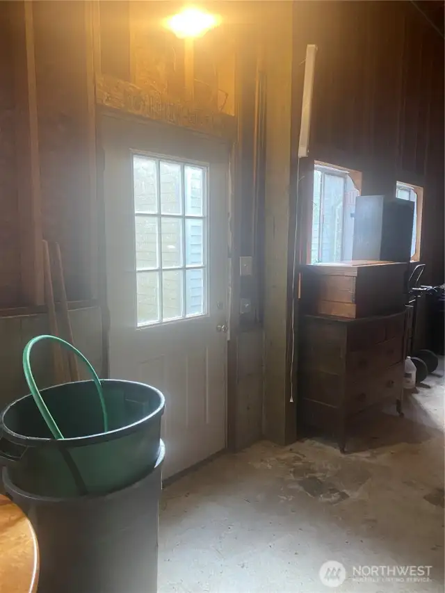 side entrance to garage