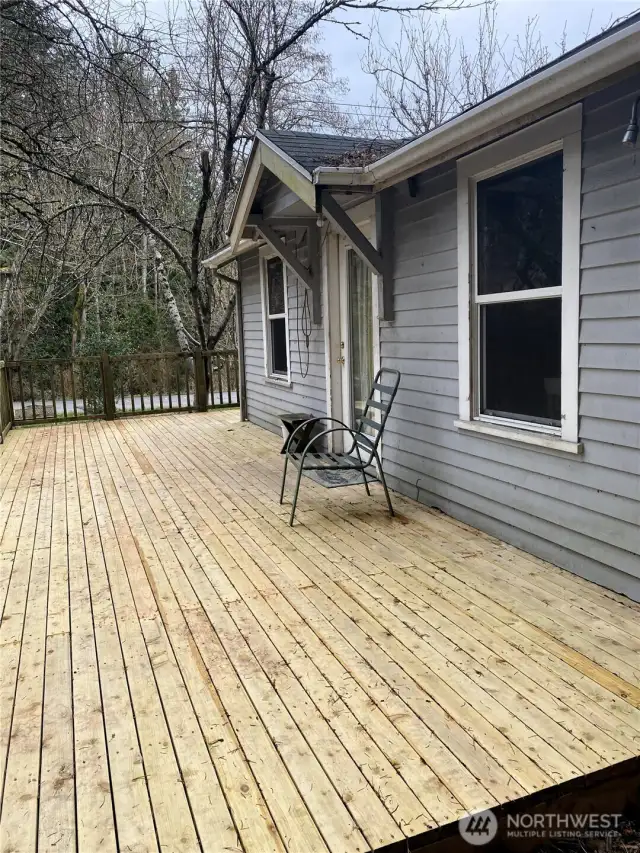 front entrance on big deck-afternoon sunshine.