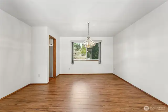 Formal dining room off the kitchen makes entertaining easy.