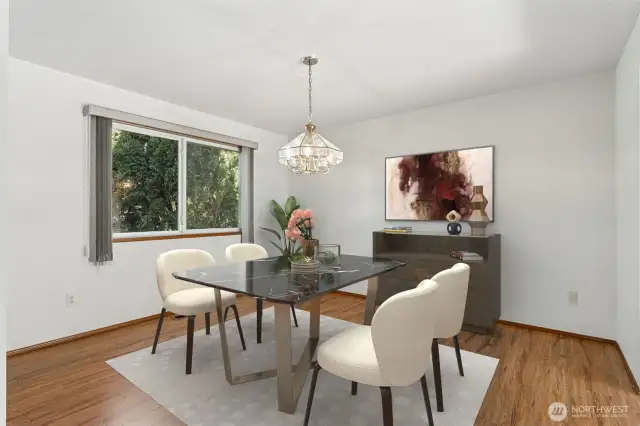 Virtually staged. Savor intimate moments in the formal dining room.