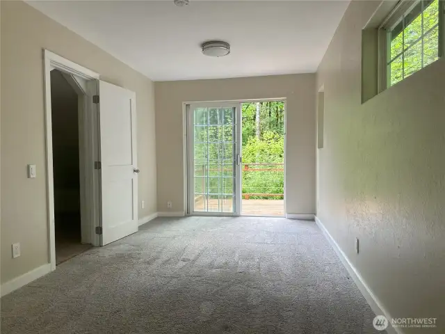 Master bedroom with deck.