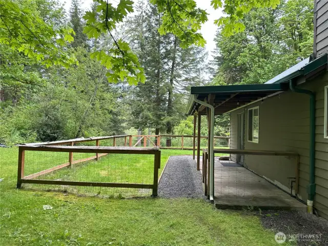 Fenced back yard.