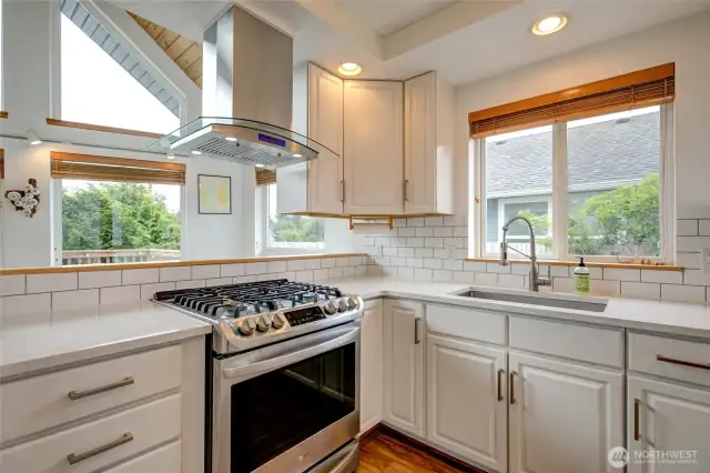 Kitchen with views to canal