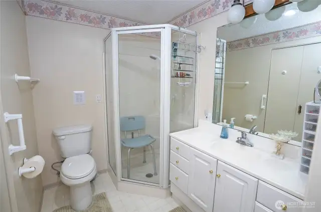 Primary bathroom with shower.
